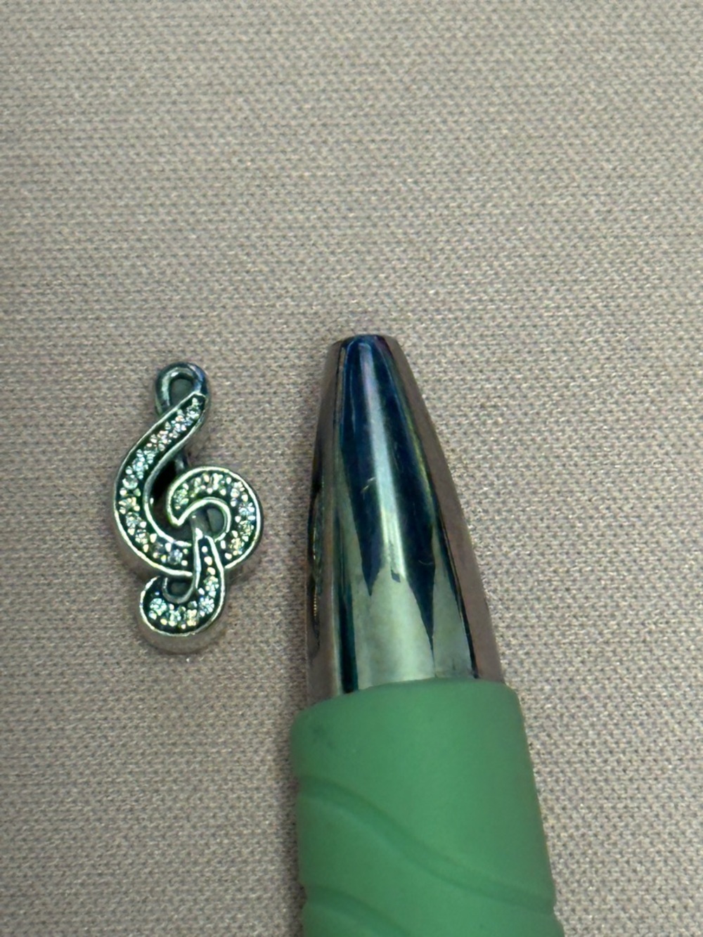 Pandora Silver Treble Clef Charm with Clear Crystals - Picture 3 of 5
